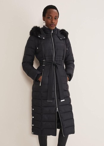 Phase Eight Sofie Waisted Puffer Coats Black Canada | MFJNIH-156